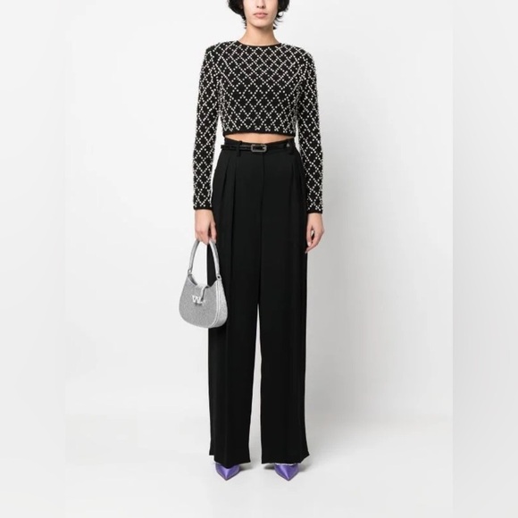 NWT Retrofete Brooks black crystal embellished crop top - Picture 6 of 10